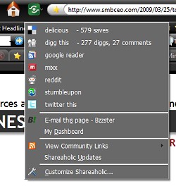 shareaholic toolbar icon open