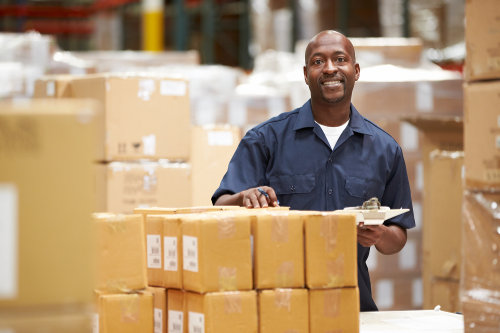 Warehouse worker managing safety stock