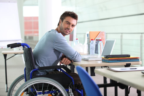 Businessman using wheelchair
