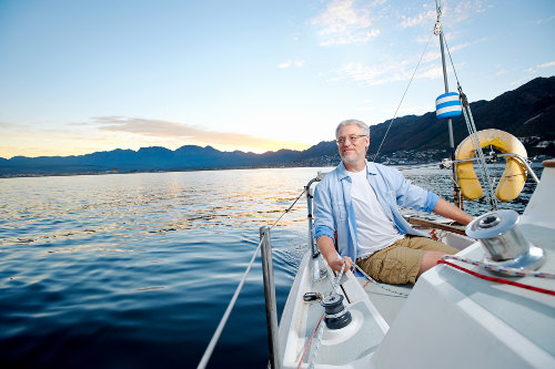 Retired businessman on a boat