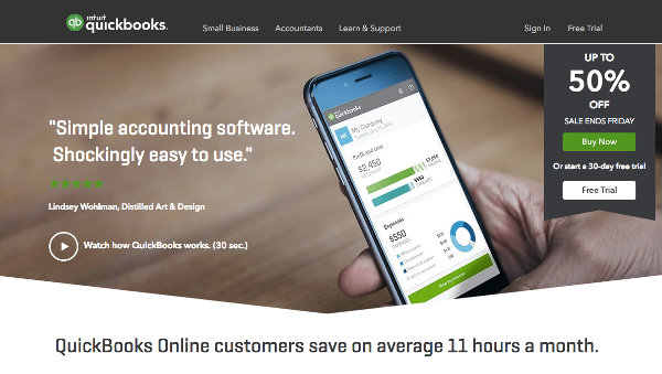 Quickbooks website screenshot