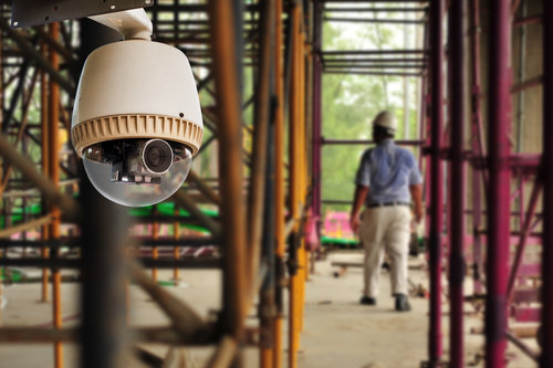 Surveillance camera in a construction site.
