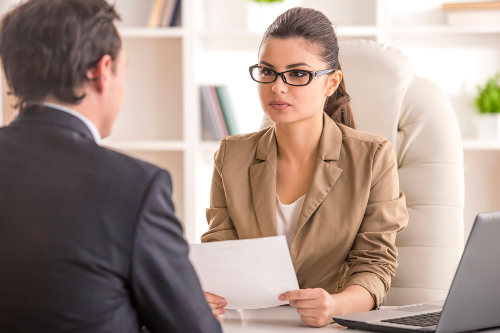 Businsswoman interviews Executive-level job applicant