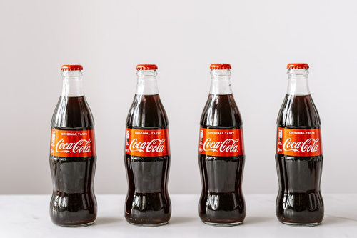 Coca-Cola branded bottles