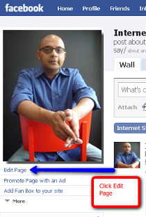 editing a Facebook fan page
