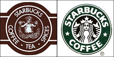 Starbucks original and current logos
