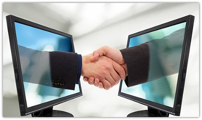 shaking hands in cyberspace