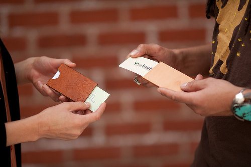 Exchanging business cards