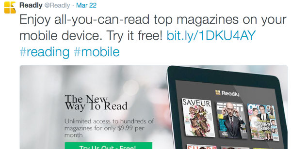 Readly promo on social media