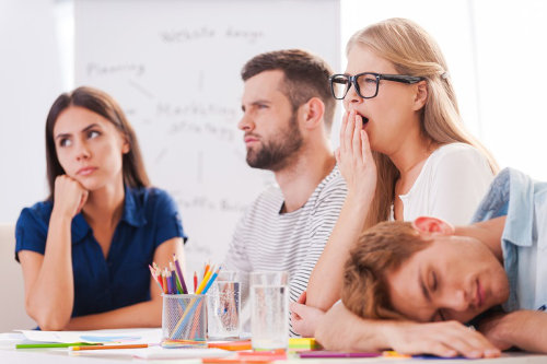 Bored staff in a boring meeting