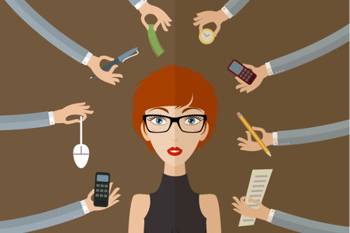 Busy small business owner