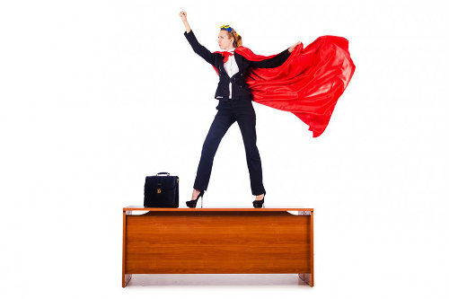 Businesswoman with negotiation super power