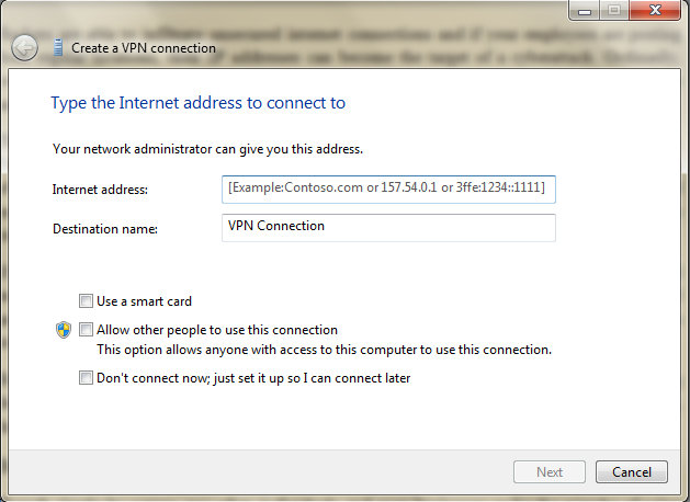 Create VPN connection