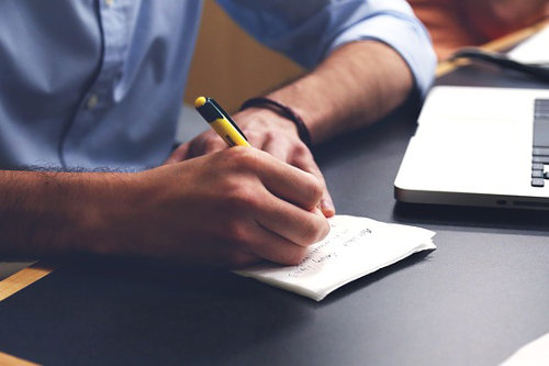 Businessman learning in a further education course