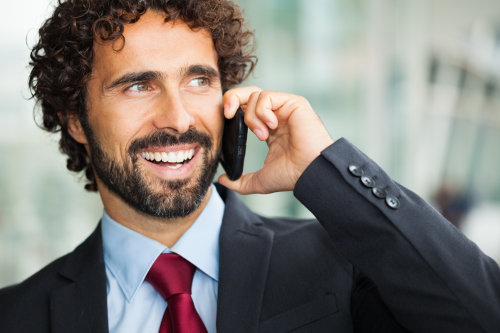 Determined entrepreneur on the phone