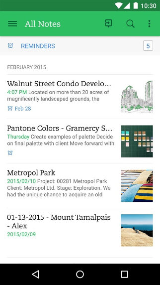 Evernote screenshot