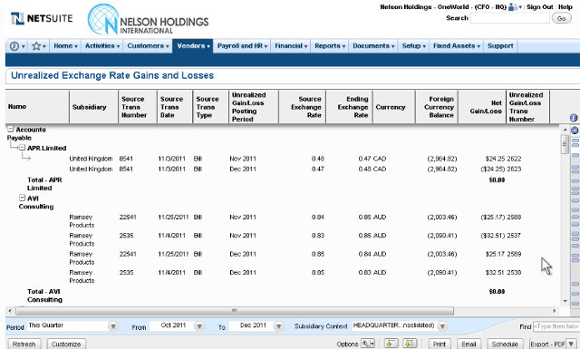 NetSuite screenshot
