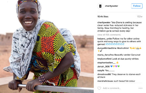 Charity: Water Instagram post