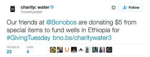 Charity: Water Twitter mention