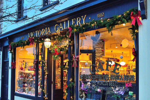 Shop with Christmas decoration
