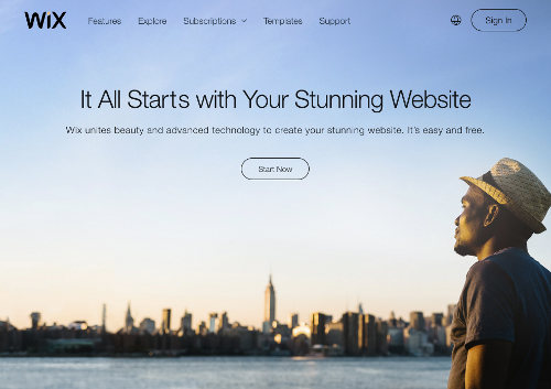 Wix homepage screenshot