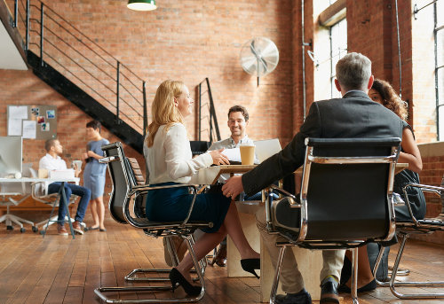 Business team working at office desk