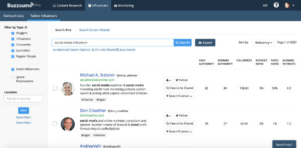 Buzzsumo screenshot