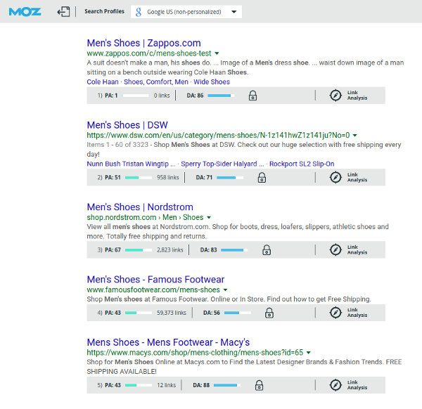 MozBar screenshot