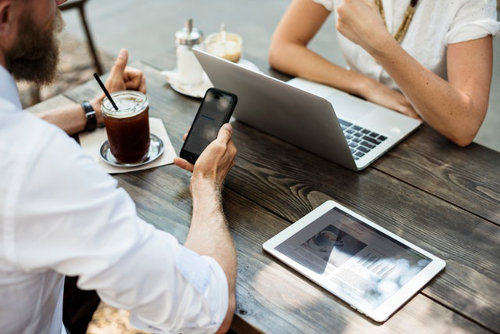 Business people working with gadgets