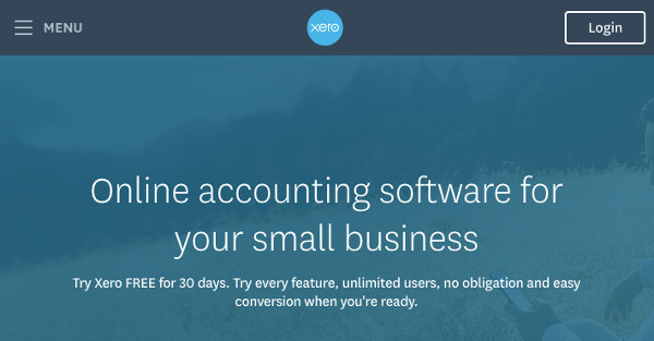 Xero website screenshot