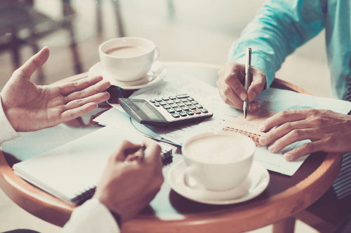 Accountants discussing business finances