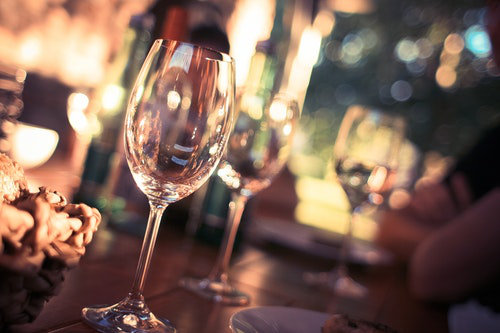 Wine glass at a restaurant