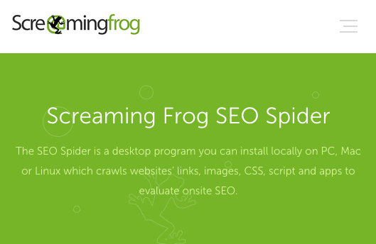 Screaming Frog homepage