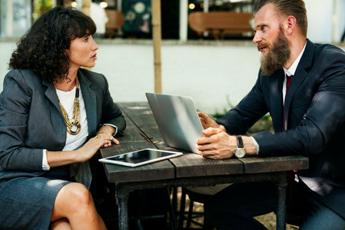 Having a conversation with a colleague