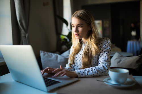 Businesswoman managing online leads