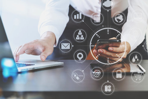 Buisnessman using cloud services
