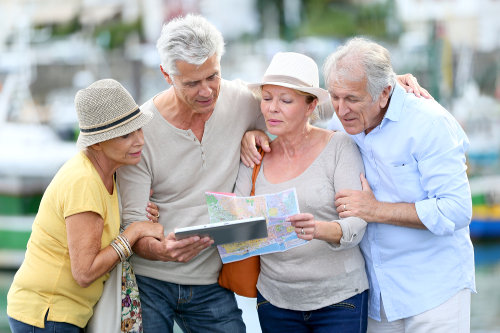 Retired couple travelling