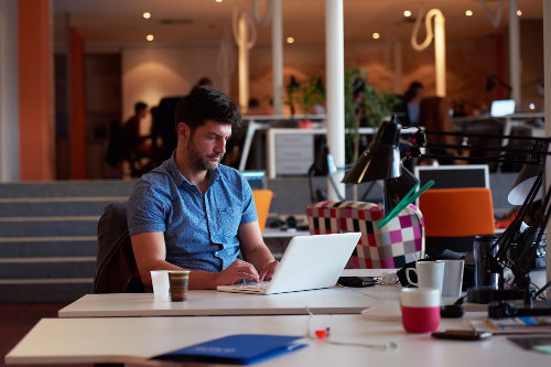 Entrepreneur using business tools