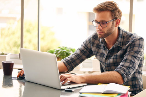 Business owner taking online education