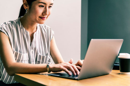 Businesswoman working in a virtual office