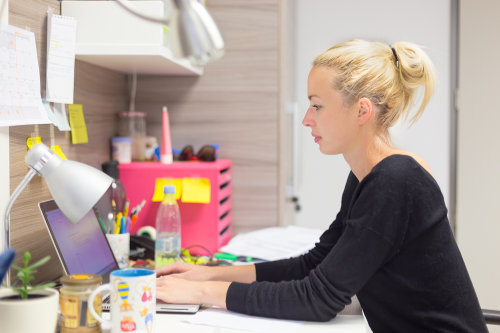 Home business owner working at an office