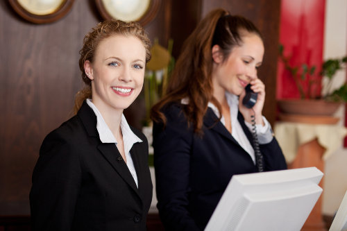 Office receptionists on the job