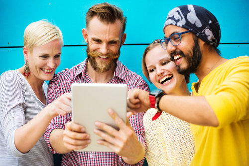 Collagues using social media