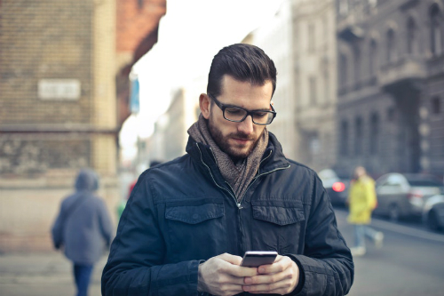 Businessman using app