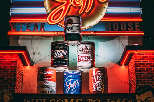Attractive signage made of recycled materials and using modern technology to power it.