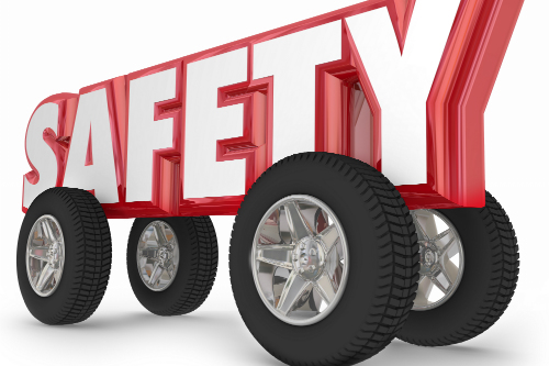 Safety text on top of vehicle tires