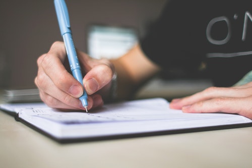 Student writing essay
