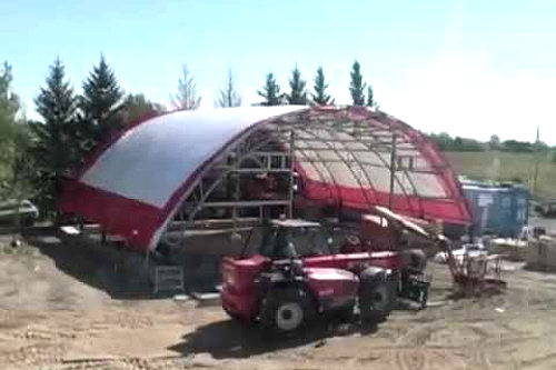 Fabric-covered barn
