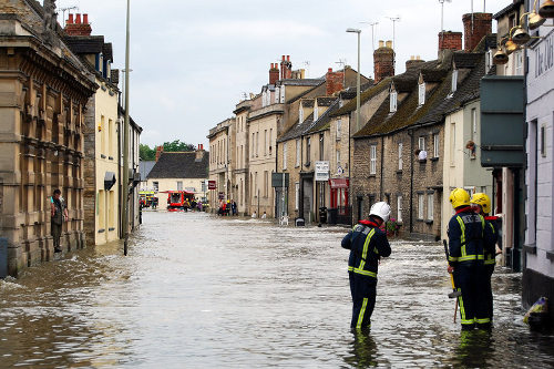 Flooded city streets