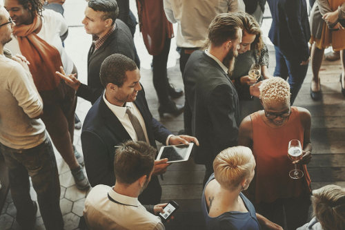 Busy business networking event